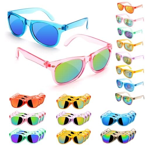 Resuar Party Favors Kids Sunglasses Bulk - Boys Girls Birthday Goodie Bags for Children Age 3-8, UV 400 Protection Neon Sunglasses Great Gifts Goody Bag Stuffers for Kids Party (24 Pack) - Image 1