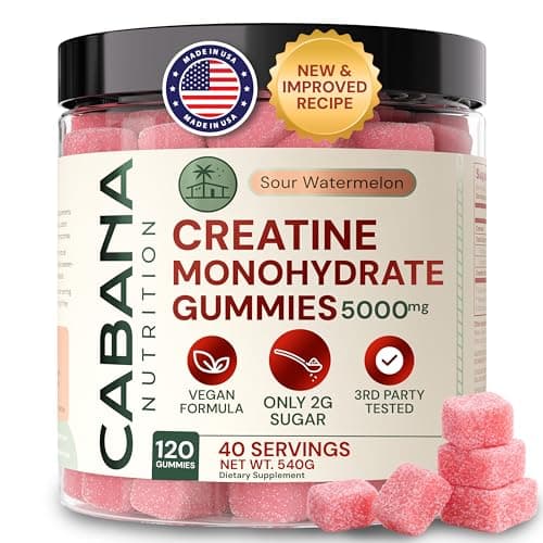 Creatine Monohydrate Gummies 5g - Watermelon Flavored Creatine for Women and Men - Supplement Supports Muscle Gain, Energy, Pre and Post Workout, Focus & Cognition, Recovery (120 count, 40 servings) - Image 1