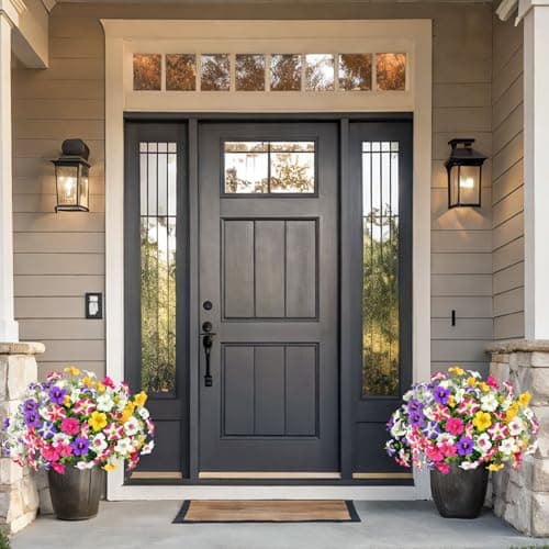 ICX 12PCS Artificial Flowers for Outdoors, Artificial Petunias with Eucalyptus, UV Resistant, Fake Flowers for Outside for Pot, Front Door, Porch, Yard, Patio, Window Box, Hanging Basket (12pc Mix - Thumbnail 4