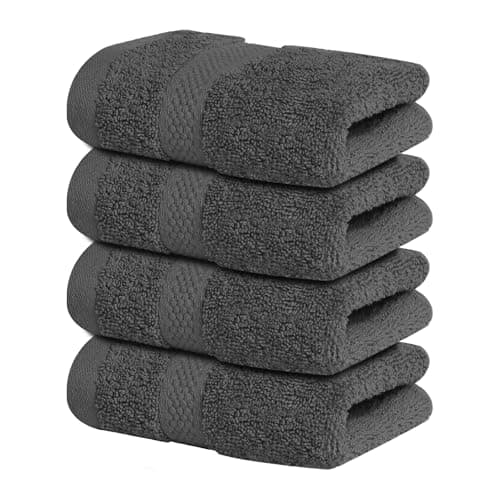 Infinitee Xclusives Luxury Wash Cloths for Showering [13x13] – 100% Cotton Washcloths [Pack of 4], Soft and Absorbent Face Towels for Bathroom Wash Clothes, Gym, and Spa (Shadow Grey) - Image 1