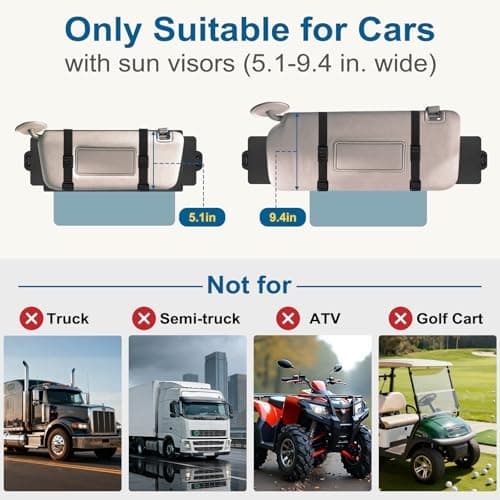 Veharvim Sun Visor Extender for Car (Polarized, UV400, PC Lens, 2 Side Sunshade), Car Visor Extender Sun Blocker, Visor Extender Attachment, Anti-Glare for Safe Driving - Thumbnail 2
