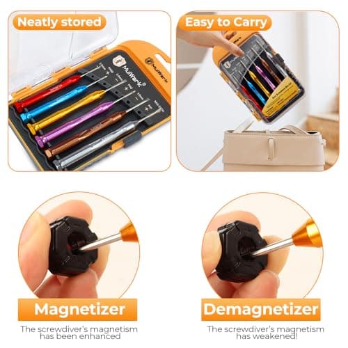 MULWARK Small Screwdriver Set, 6pcs Magnetic Mini Screwdriver Set, Micro Precision Flathead and Phillips Glasses Screwdriver with Case for Eyeglasses, Watches, Electronics, Phone And Computer - Thumbnail 5