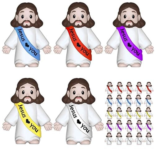 Imerance 25 Pcs Little Jesus Figures，Mini Jesus Figurines Tiny Statues for Easter Egg Stuffers to Hide and Seek Sunday School Religious Party Share (Fresh Color) - Image 1