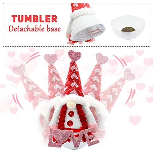 Valentines Day Decor - Valentines Day Decorations - Red Valentine Tumbler Plush Gnomes Decorations for Home, Office - Valentine's Gifts for Her, Wife, Women - Romantic Anniversary Vday Wedding Gift - Thumbnail 3