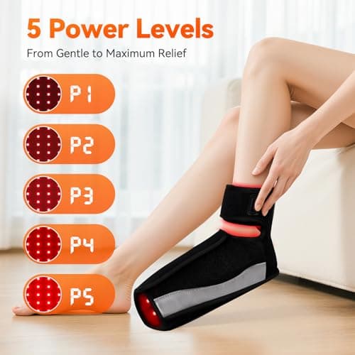 Puroth Red Light Therapy for Feet, Infrared Light Therapy Feet Wrap with 660nm 850nm Near Infrared, 5 Adjustable Brightness Timer, 3 Modes for Foot Ankle Heel, Up to Foot Size 12, Valentines Day Gifts - Thumbnail 5
