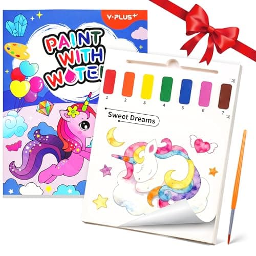 YPLUS Paint with Water Books for Toddlers, Art Craft Toys Watercolor Painting Paper, Gift for Kids Ages 1-3, 2-4, 4-6, Drawing with Brush - Unicorn - Image 1