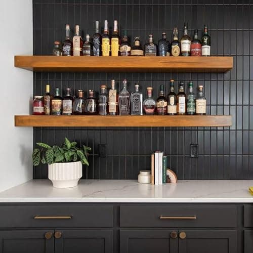 Wooden Floating Shelves for Wall, 48-inch Wall - Mounted Storage Shelves Premium Floating Bookshelf Solid Wood, Rustic Long Shelf, 48 x6.7 x 1.77 inch, for Kitchen,Living Room Shelve Home Decor - Image 1