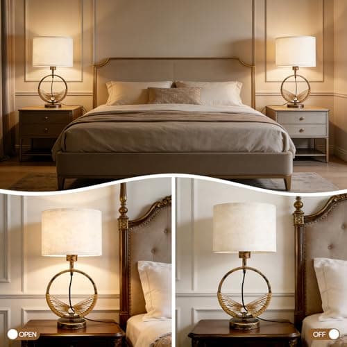 PHiWiDill Retro Farmhouse Black Table Lamps for Living Room,Desk Lamps for Home Office,23" Vintage Decorative Bedside Lamp for Nightstand Living Room,Linen Shades,LED Bulb (not Included)(1 Pack) - Thumbnail 6