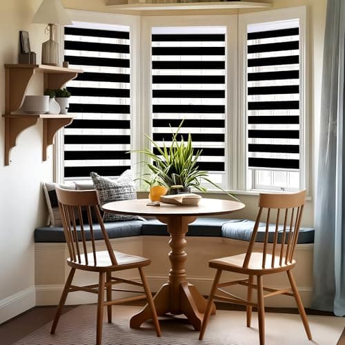 GHV Corded Zebra Blinds for Windows Blackout Blinds Dual Layer Privacy for Home and Office (Black, 35 in(W) x 72 in(H)) - Image 1