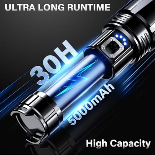 AKNEAR Rechargeable LED Flashlight 99000 High Lumens, Super Bright Flashlights with Zoomable & USB C Rechargeable & 5 Light Mode & IPX-7 Waterproof, Powerful Flash Light for Home, Hiking, Camping - Thumbnail 5