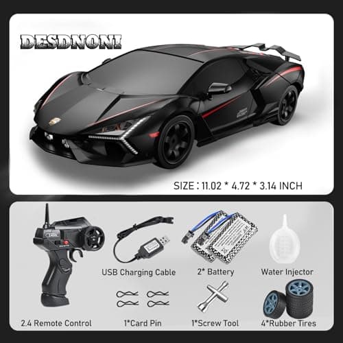 Remote Control Car RC Drift Car 1:16 Scale 4WD 18KM/H High Speed Model Vehicle 2.4GHz with LED Lights Spray Rubber Tire Racing Sport Toy for Adults Boys Girls Kids Gift 2Pcs Rechargeable Batteries - Thumbnail 6