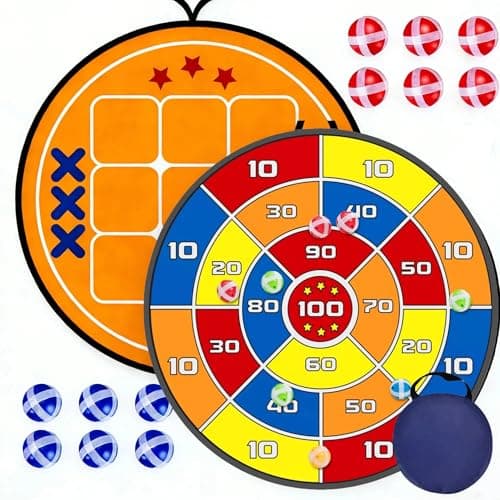 2-in-1 Kids Dart Board Set- Sticky Tic Tac Toe Game & Portable Score Target, 2 Different Boards for Double Fun, Indoor Outdoor Games for Boys Girls Age 8-12 - Image 1