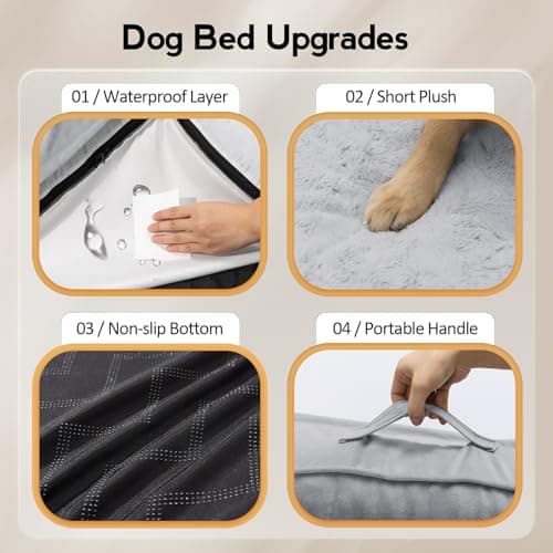 MEKIY Large Dog Bed - XL Orthopedic Egg-Crate Memory Foam Dog Beds with Removable Washable Cover, Waterproof Pet Beds with Non-Slip Bottom, Grey - Thumbnail 5