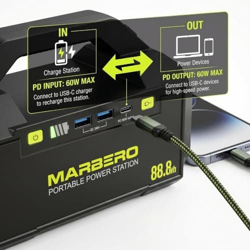 MARBERO Portable Power Station with AC Outlet 100W Solar Generator 88.8Wh - Thumbnail 4