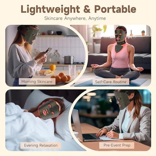 Yenjuty Red Light Therapy for Face & Neck, 7-Color LED Light Therapy Mask, 2600mAh Rechargeable Red Light Mask for Skin Care,With Adjustable Brightness & Timer, Suitable for Home or Travel Use - Thumbnail 6