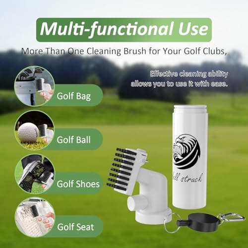 Pro Golf Club Cleaner - 4oz Water Bottle with Groove Cleaner and Retainer Clip, Durable Nylon Bristles for Easy Cleaning, Ergonomic Button Design, Golf Gifts for Men & Essential Accessories (White) - Thumbnail 5