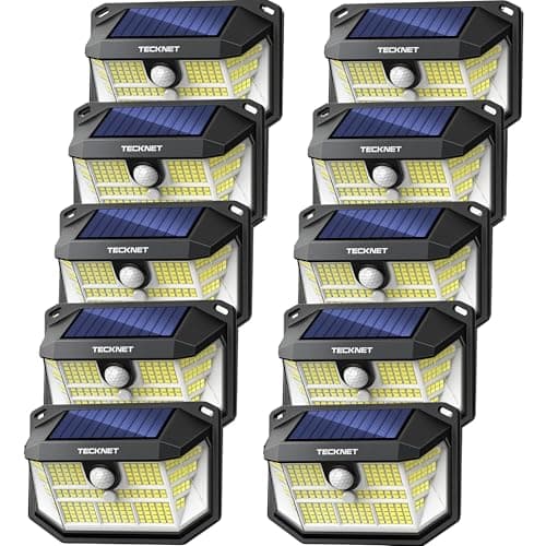 TECKNET 231 LED Solar Motion Lights Outdoor Waterproof, 10 Pack 300° Angle & 3 Lighting Modes PIR Motion Sensor Security Solar Wall Lights IP65 for Fence Front Door Yard Deck Garden Garage - Image 1