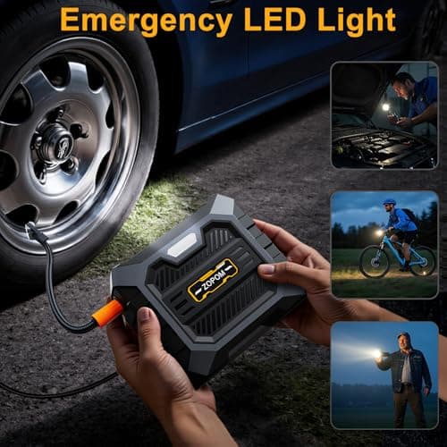 ZOPOM Tire Inflator Portable Air Compressor DC 12V Air Compressor Portable with Digital Pressure Gauge Air Pump for Car Tires - Car Accessories Bike, Motor - Thumbnail 4