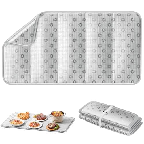 Heat Resistant Insulated Mat for Food Warming Mats, Double-Sided Aluminum Foil Table Protector, Triple-Layer Heat Insulation, Waterproof & Oil-Proof, Foldable Countertop Mat, 35.4×15.7 in - Image 1