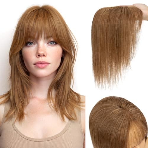 TESS Hair Toppers for Women Hair Pieces for Women with Thinning Hair Clip in Handmade Lace Base 3 Clips, 3.2 × 4.5 Inch, 12 Inch, Dark Linen - Image 1