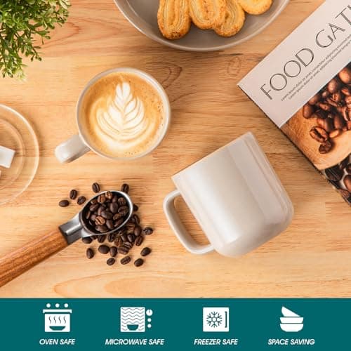 vancasso 16 oz Coffee Mugs Set of 6, Large Ceramic Mug with Handle, Unique Glaze Coffee Cups for Latte, Cappuccino & Hot Cocoa, Dishwasher & Microwave Safe, Gray, Series PLAYA - Thumbnail 4