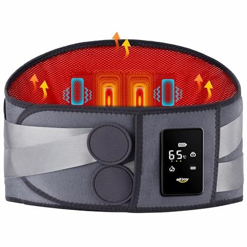 ALLJOY 67" Cordless Heating Pad for Back Pain Relief FSA Eligible HSA, Birthday Gifts for Women Men Mom Dad, Portable Lower Back Massager with 3 Heat 5 Vibration, Wireless Heating Pad for Cramps - Image 1