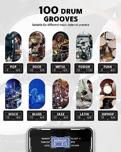 STRICH Stereo Looper Pedal Guitar Pedal with Built-in Drum Machine, 100 Diverse Drum Patterns, 160 Minutes Recording Time, USB for Audio Upload or Download, Support Footswitch Control - Thumbnail 4