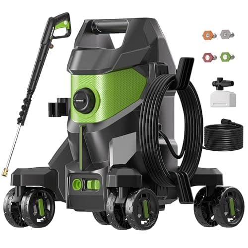 Pressure Washer, Power Washers with 4 Lockable Wheels,High Pressure Washers with Anti-tip Design, Foam Cannon for Cars/Fences/Driveways/Home Cleaning - Image 1