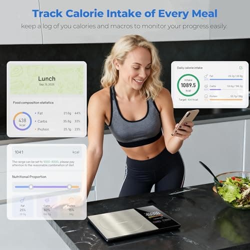 WARMKEY Smart Nutrition Food Scale - Digital Kitchen Scale with Nutritional Calculator App,Tare Function,Track Calories &24 Nutrients,11lb, Grams/Ounces, Healthy Eating & Meal Prep - Thumbnail 5