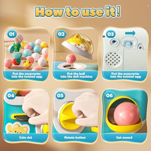 Skirfy Vending Machine Kids Toys 10 Empty Eggs Mini Vending Machine Erasers Operated Gumball Prize Machine Maker Game Claws Machine Christmas Game Sensory Toys Dolls Gifts（Blue） - Thumbnail 4