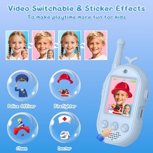 Video Walkie Talkies for Kids Toys - 2 Pack Rechargeable Walkie Talkie with Camera,Long Range 2 Way Radio for Outdoor Camping Games,Christmas Birthday Gifts for Boys Girls Age 3-12(Pink+Blue) - Thumbnail 2