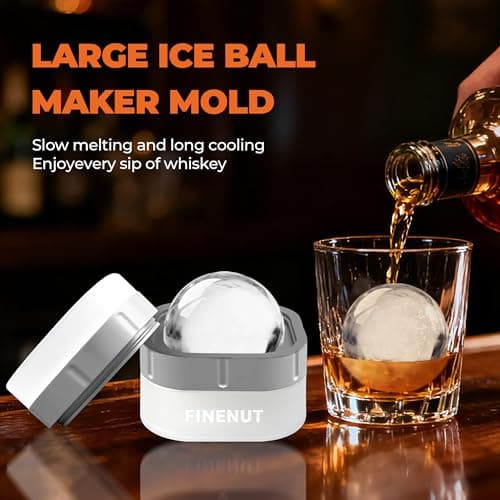 FINENUT Silicone Ice Ball Maker Mold 4 Pack, 2.5 Inch Large Sphere, BPA-Free Easy Release for Whiskey, Bourbon,Cocktails & Home Bars - Thumbnail 2