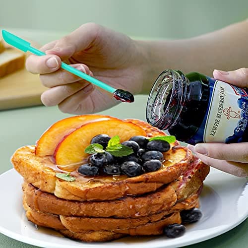 Silicone Spatula Set (6Pcs) - Mini Scraper Tool for Beauty & Food - Reach Every Last Drop, Multi-Size Spatulas for Makeup Jars, Lotion Bottles & Kitchen Containers​ (Blue and purple) - Thumbnail 2