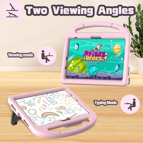 YIHE Kids Case for iPad (A16) 11th Generation 11 Inch 2025 & iPad 10th Generation 10.9 inch 2022, with Built-in Screen Protector and Stable Stand, Full Body Shockproof Protective Cover - Light Pink - Thumbnail 4