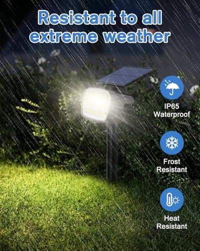Fabrito Large Solar Spot Lights Outdoor 4 Pack, 1000 Lumens High Brightness, IP65 Waterproof Solar Spotlight with 136 LEDs, Dusk to Dawn Solar Landscape Lights for Yard, Garden, Pathway, Plants(White) - Thumbnail 5