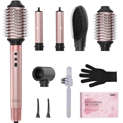 Brightup 5 in 1 Air Styler, 1400W High Speed Hair Dryer Brush, Professional Automatic Hair Curler with Cool Shot Button, 800 Million Ionic, No Heat Damage, with Travel Bag - Image 1