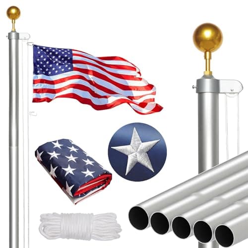 NELXINJO Heavy Duty 25FT Flag Pole -13 Gauge Extra Thick Aluminum Flagpole kit for House Yard - 80 MPH Wind Tested. - Image 1