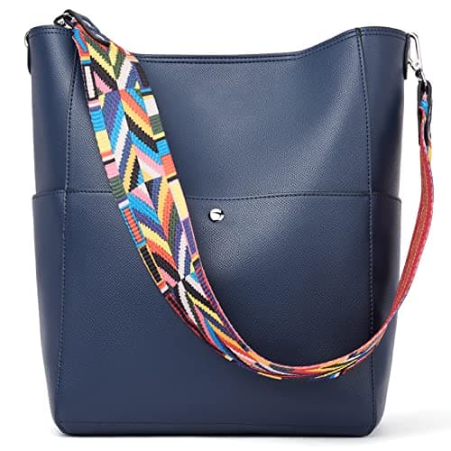 BROMEN Handbags for Women Bucket Bags Vegan Leather Purses and Handbags Crossbody Purse Navy - Image 1