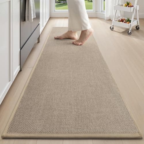 tchdio Kitchen Mats for Floor, Rubber Backed Kitchen Rugs Non Slip Washable, Superior Absorbent Kitchen Runner Rug Easy to Clean, Comfort Kitchen Floor Mat Front of Sink (Beige, 20" × 47") - Image 1