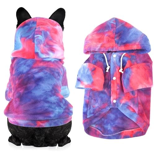 Mklhgty Tie Dye Dog Hoodie, Winter Coat for Small Dogs - Ultra-Soft Adjustable Warm Hood, Breathable Comfort Fabric for Daily Use - Thumbnail 4