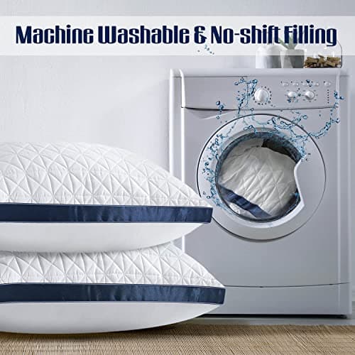 Slybear Pillows Standard Size Set of 2 Cooling Hotel Luxury Bed Pillows for Sleeping 2 Pack, Supportive Breathable Down Alternative Gusset Standard Pillow for Back Stomach or Side Sleepers - Thumbnail 6