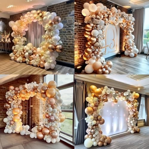 Valentines Day Decorations Boho Neutral Balloon Garland Arch Kit 200Pcs Champagne Gold Latex Balloons for Summer Graduation Fathers Day Wedding Bridal Shower Birthday Party Galentines Day Decor - Thumbnail 3