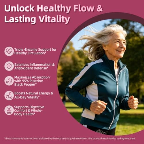 Nattokinase Supplement 12,000 FU - Systemic Enzymes Complex with Serrapeptase, Lumbrokinase & CoQ10 - Supports Cardiovascular Health, Blood Flow & Circulation - 120 Non-GMO Vegetarian Capsules - Thumbnail 3