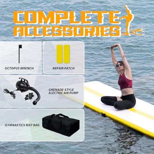 Tuxedo Sailor Inflatable Gymnastics Mat with Electric Pump, Storage Bag, Repair Kit–Air Mat for Home Training, Cheerleading, Yoga - Thumbnail 5