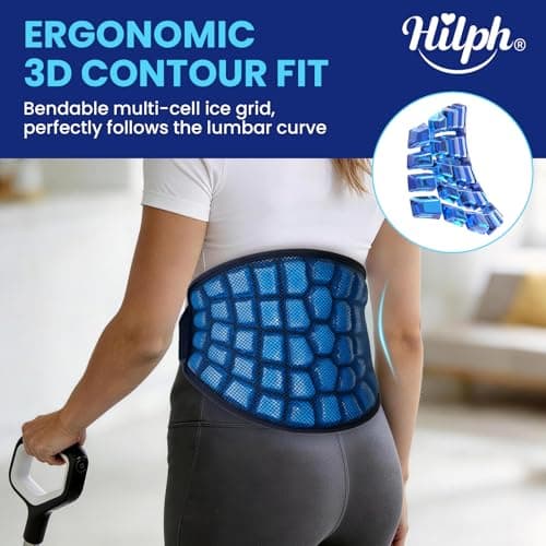 Hilph Large Ice Pack Wrap for Back Pain Relief - 2 Hours Long Lasting Cold Therapy with Ice Grid Design for Lower Back, Reusable Cold Pack for Waist, Lower Lumbar, Sciatica, Tailbone, 15.2'' x 9.3'' - Thumbnail 3