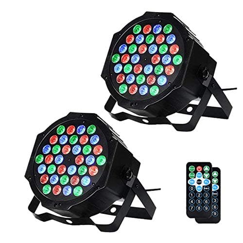 LUNSY Dj Lights, 2 Pack 36 LED Par Lights Stage Lights with Sound Activated Remote Control & DMX Control, Stage Lighting Uplights for Wedding Club Music Show Christmas Holiday Party Lighting - Image 1