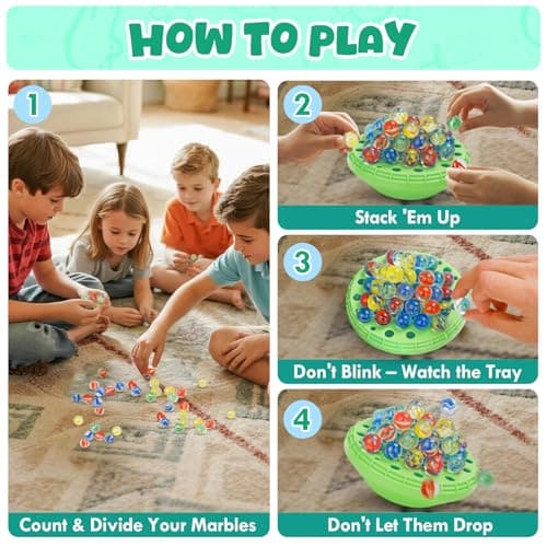 INKZOO Marble Balance Game, Wobble Marble Stacking Game for Kids 6+, Family Games for Kids and Adults with Built-in Storage, Marbles Board Game for 1-4 Players, Fun Birthday Party Games Toys - Thumbnail 3