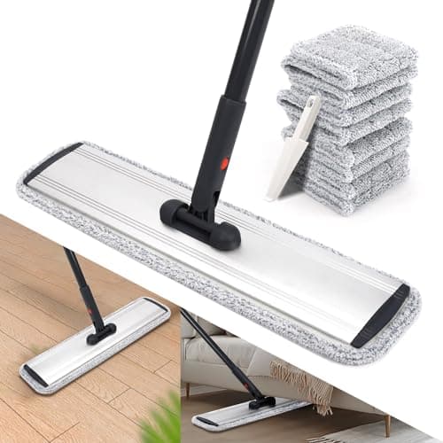 24in Flat Mop for Cleaning Floors, Heavy-Duty Microfiber Wet Mop with Easy Wringing & Deep Cleaning, Includes 4 Reusable Mop Cloths and Adjustable Long Handle - Thumbnail 3