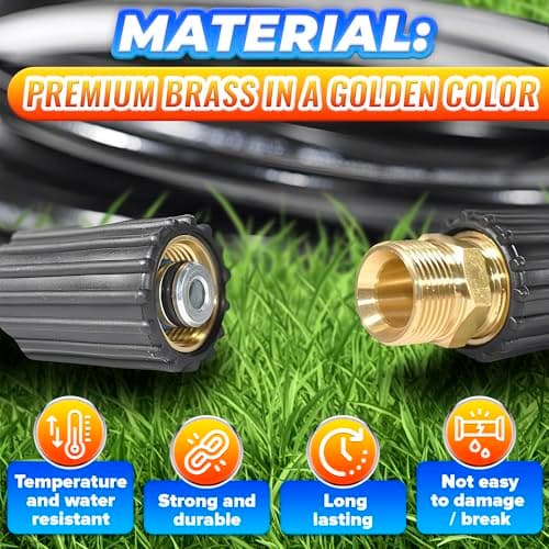 Male to Male Hose Adapter - M22 14mm Quick Connect, Pressure Washer Hose Coupler, 4500 PSI High-Pressure, Durable Brass Construction, Leak-Proof Design, Easy to Install for Home & Commercial Use - Thumbnail 3