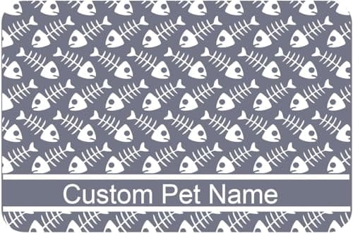 Personalized Dog Cat Food Mat PU Non-Slip at The Bottom Dog Bowl Mat Dog Mat for Food and Water Custom Pet Dog Food Mats for Floors Waterproof (Fish Bone) - Image 1